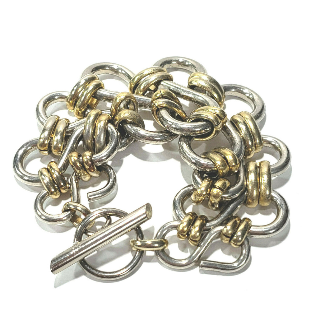 Silver Tone S Hooks Bracelet with Gold Tone